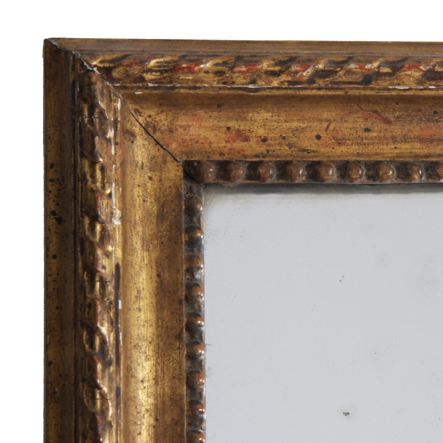 Early 20th Century Swedish circa 1900 Giltwood Overmantle Mirror with Crest and Mercury Glass