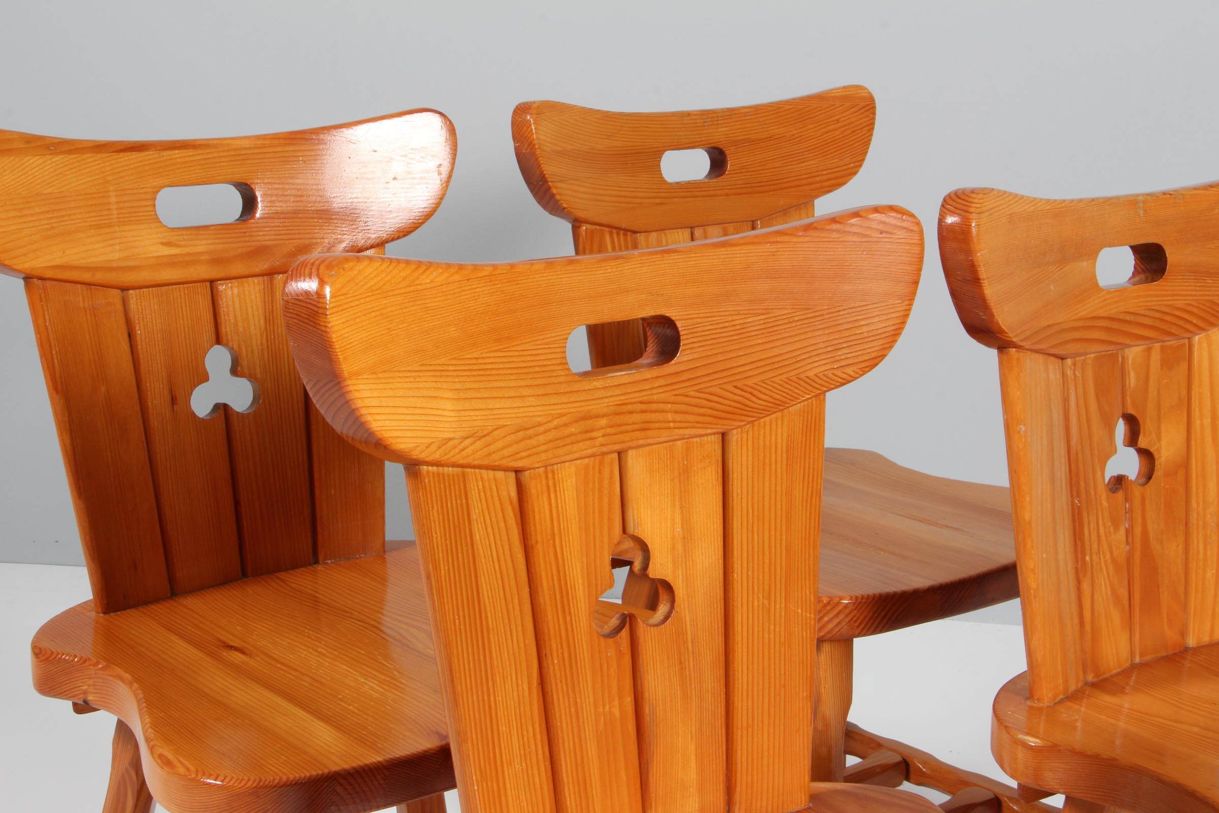 Scandinavian Modern Swedish Cabin Chairs from the 1970s in Solid Pine Wood For Sale