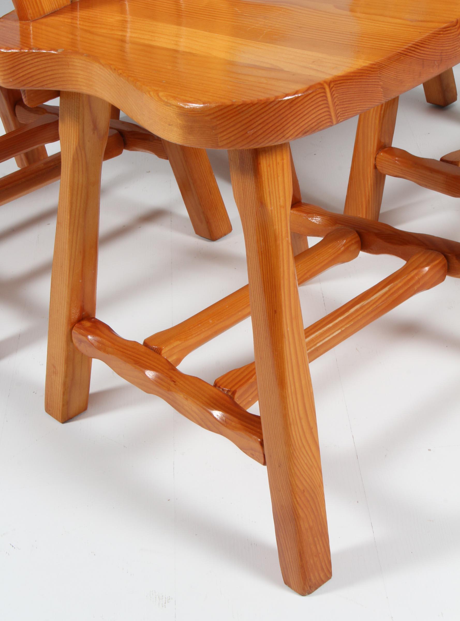 Danish Swedish Cabin Chairs from the 1970s in Solid Pine Wood For Sale