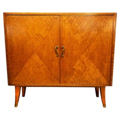 Swedish Cabinet in Beautifully Figured Flame Birch Veneered by Nordika Kompaniet
