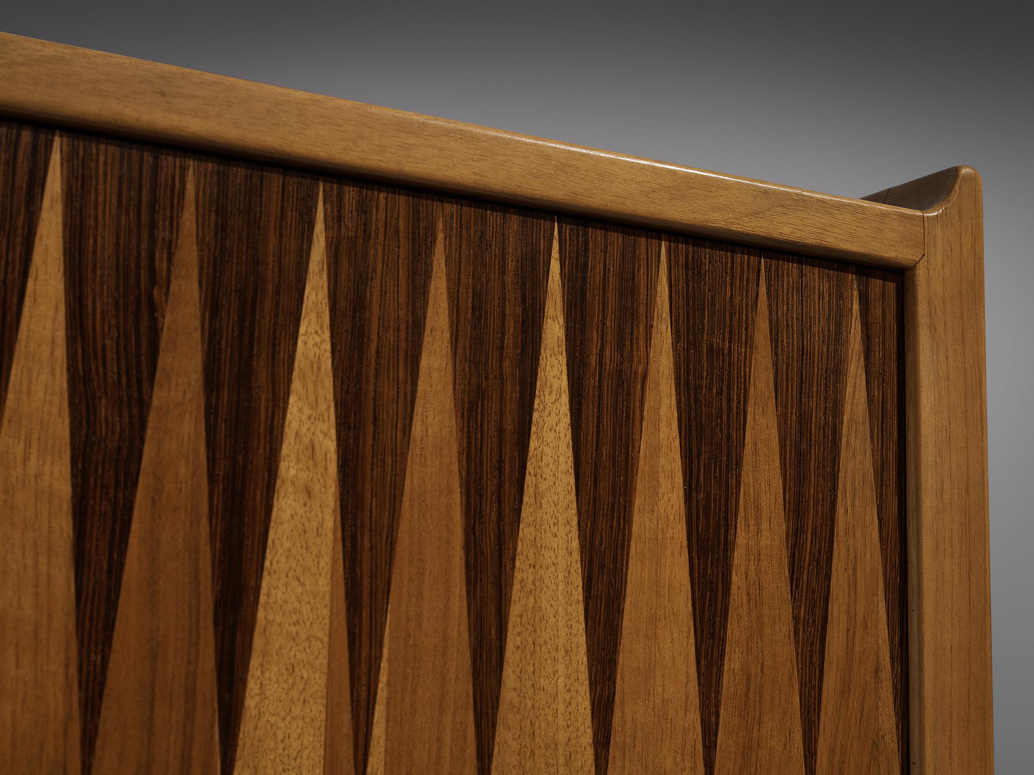 Swedish Cabinet with Geometrical Inlays in Walnut and Rosewood 4