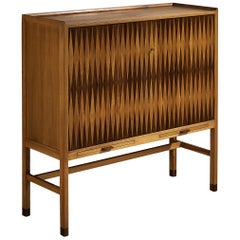 Swedish Cabinet with Geometrical Inlays in Walnut and Rosewood