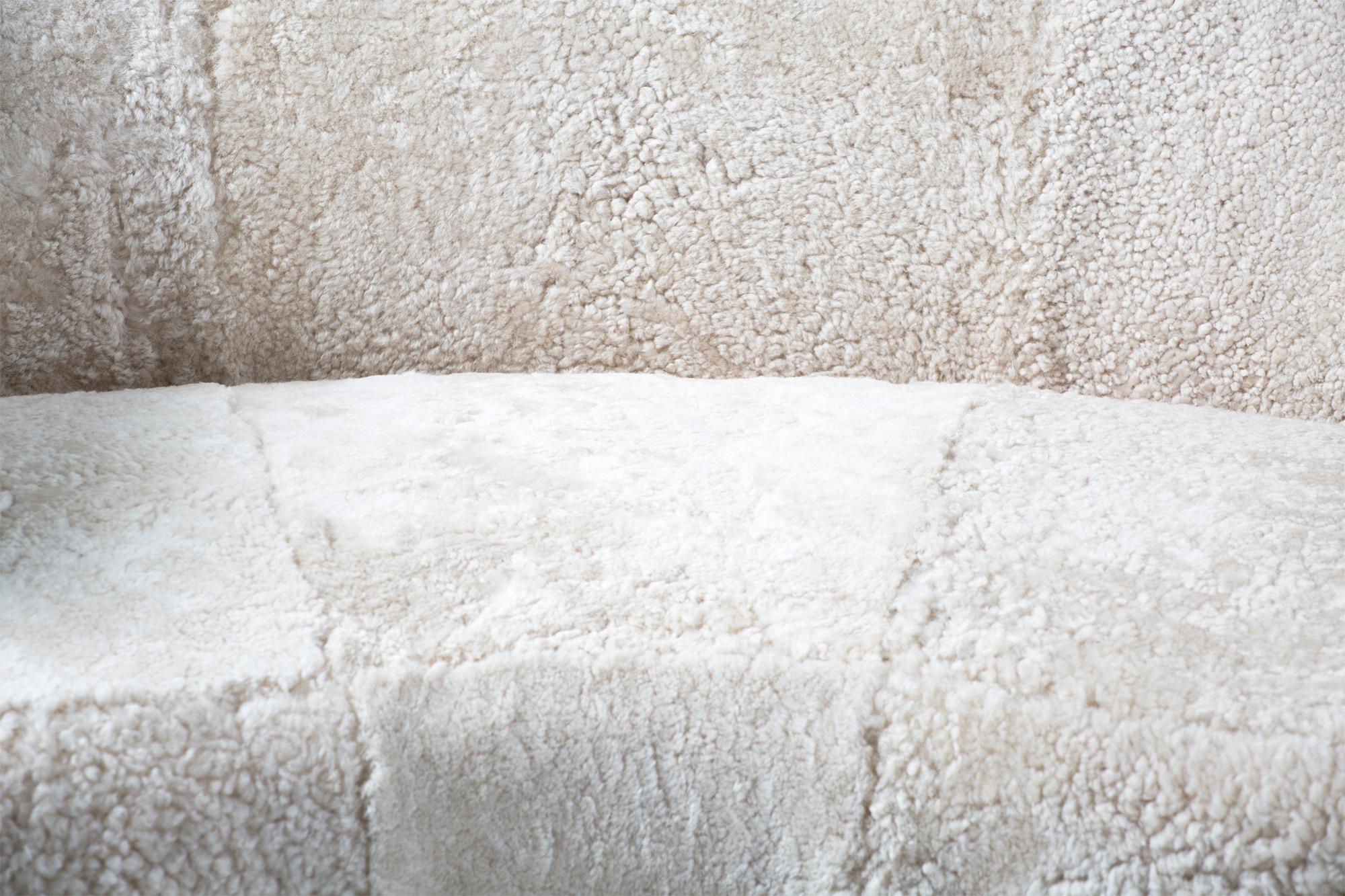 Swedish Cabinetmaker 1940s Sheepskin Loveseat Sofa 3