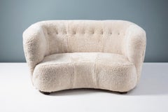 Swedish Cabinetmaker 1940s Sheepskin Loveseat Sofa