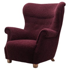 Swedish Cabinetmaker Sinuous Upholstered Lounge Chair, Sweden 1940s