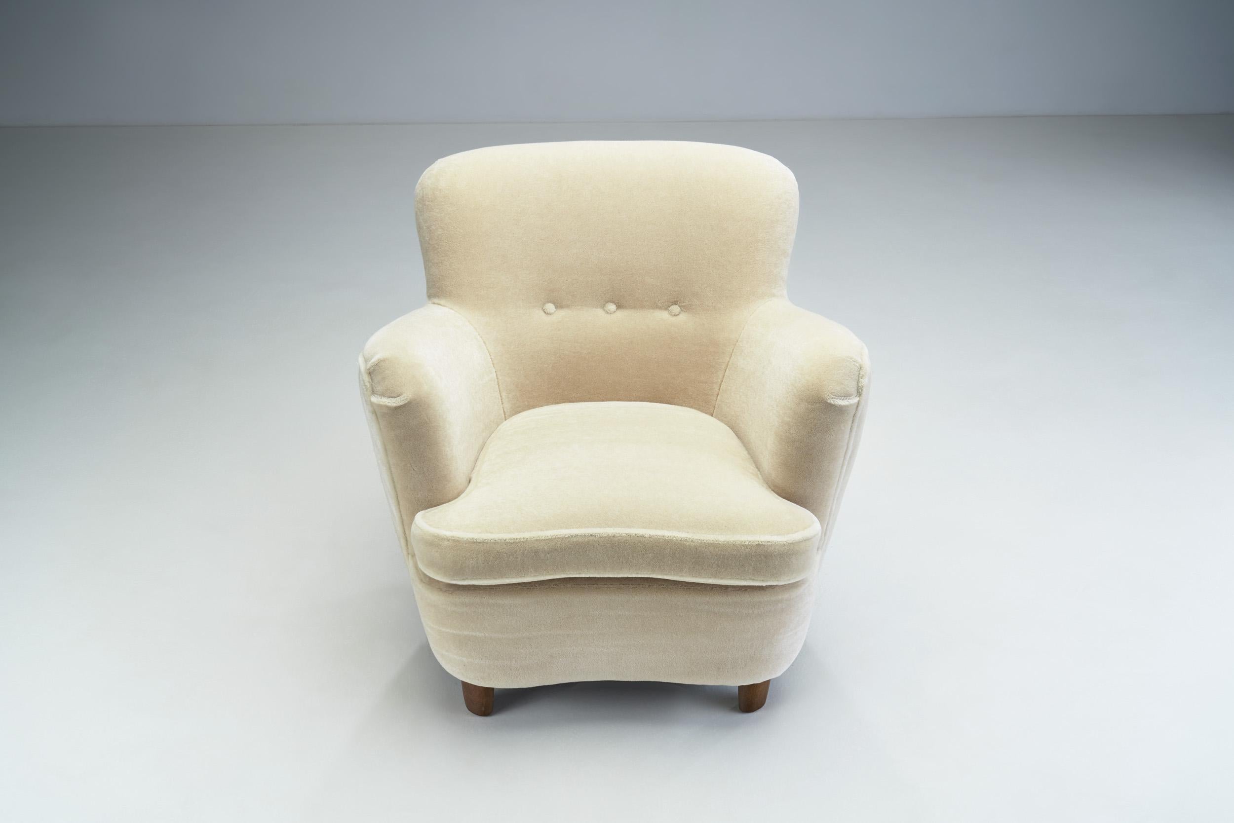 Fabric Swedish Cabinetmaker Upholstered Armchair, Sweden 1940s