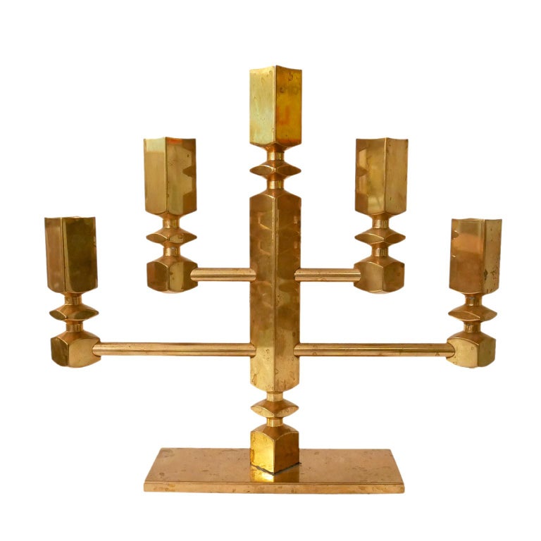 Swedish Candelabra Brass For Sale at 1stDibs