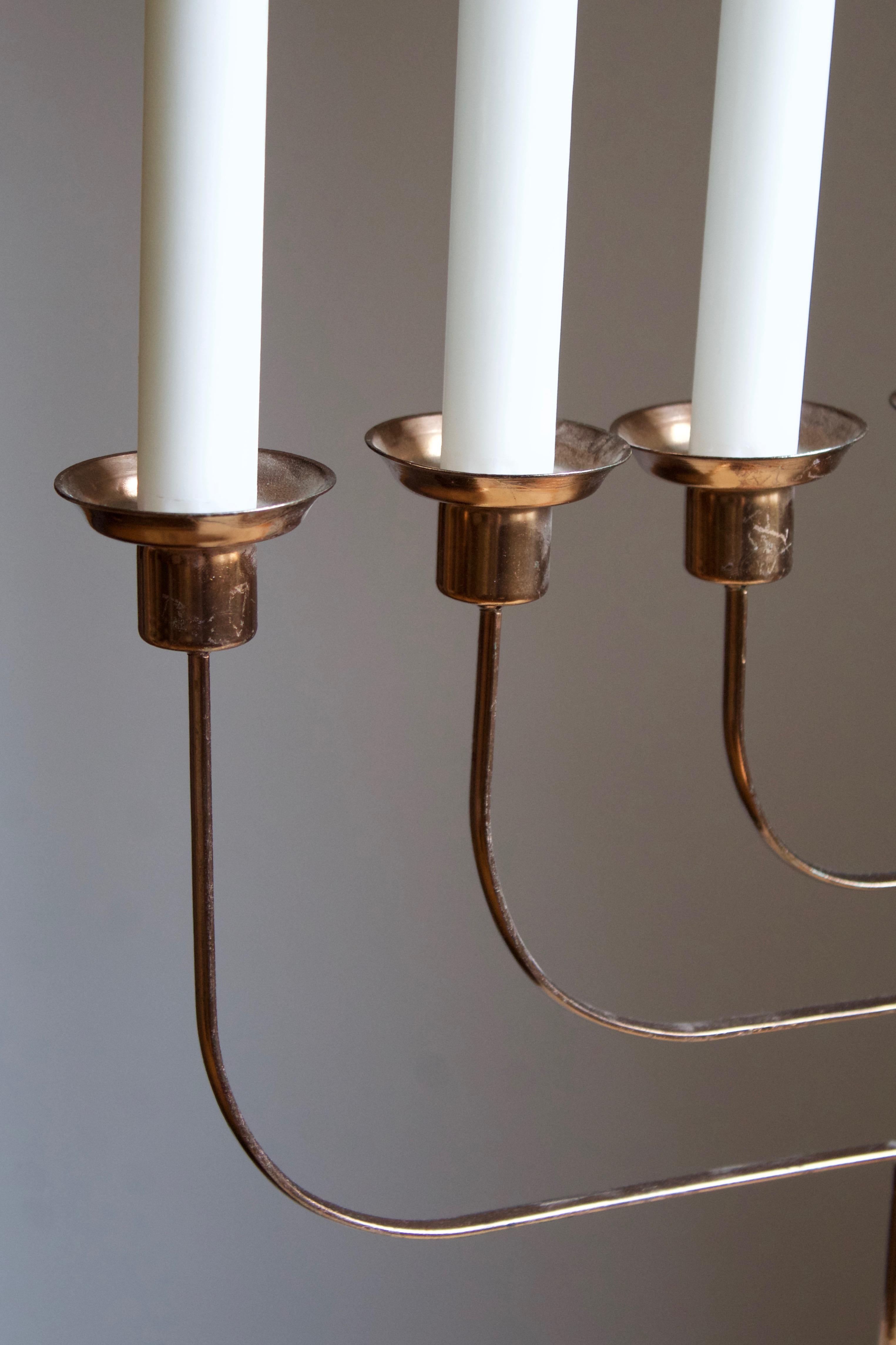 Scandinavian Modern Swedish, Candelabra, Copper, Stained Wood, Sweden, 1940s