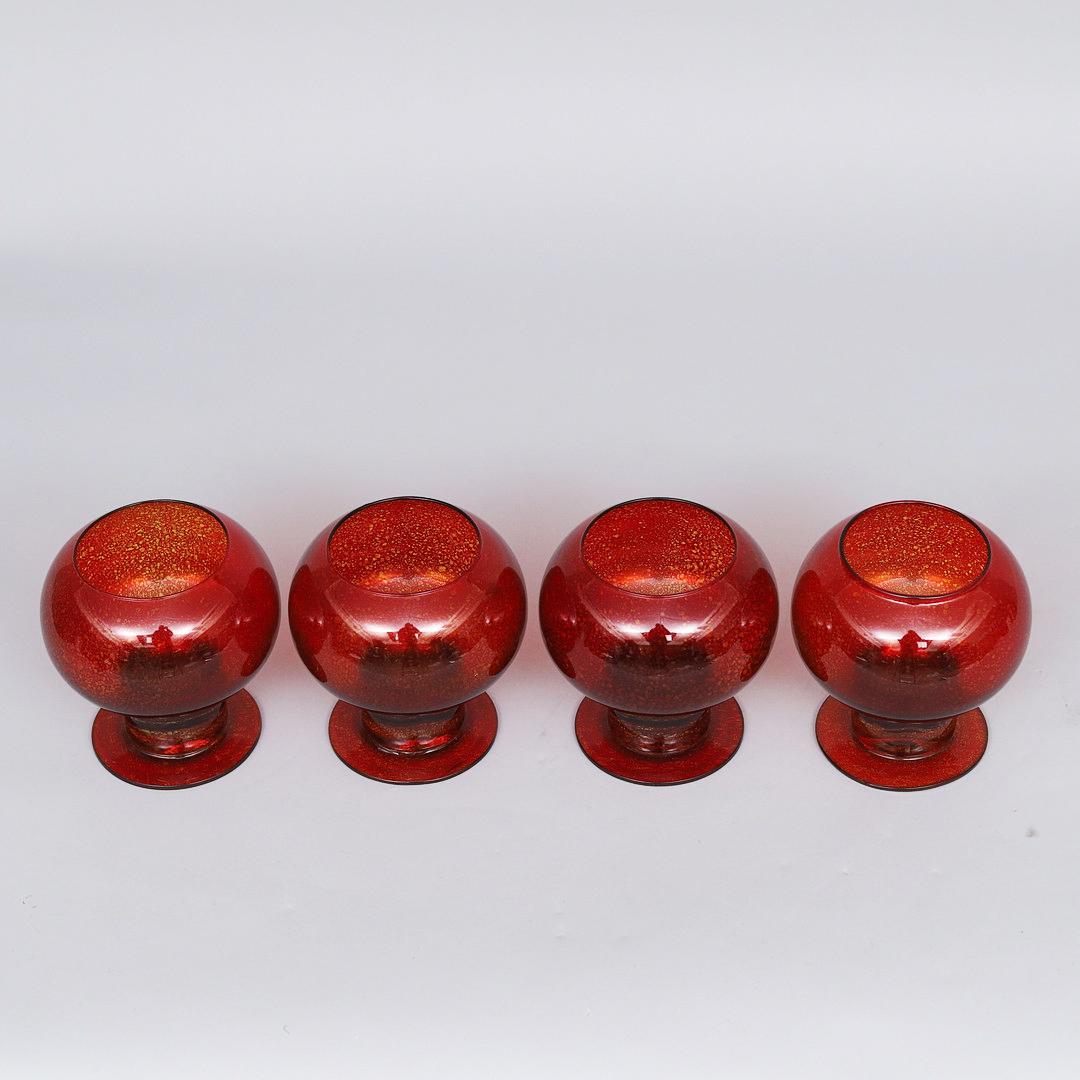 Swedish candelabra holders, in a red blown glass, early 20th century  In Good Condition In Saint Leonards-on-sea, England