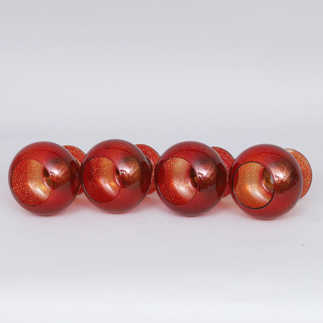 20th Century Swedish candelabra holders, in a red blown glass, early 20th century 