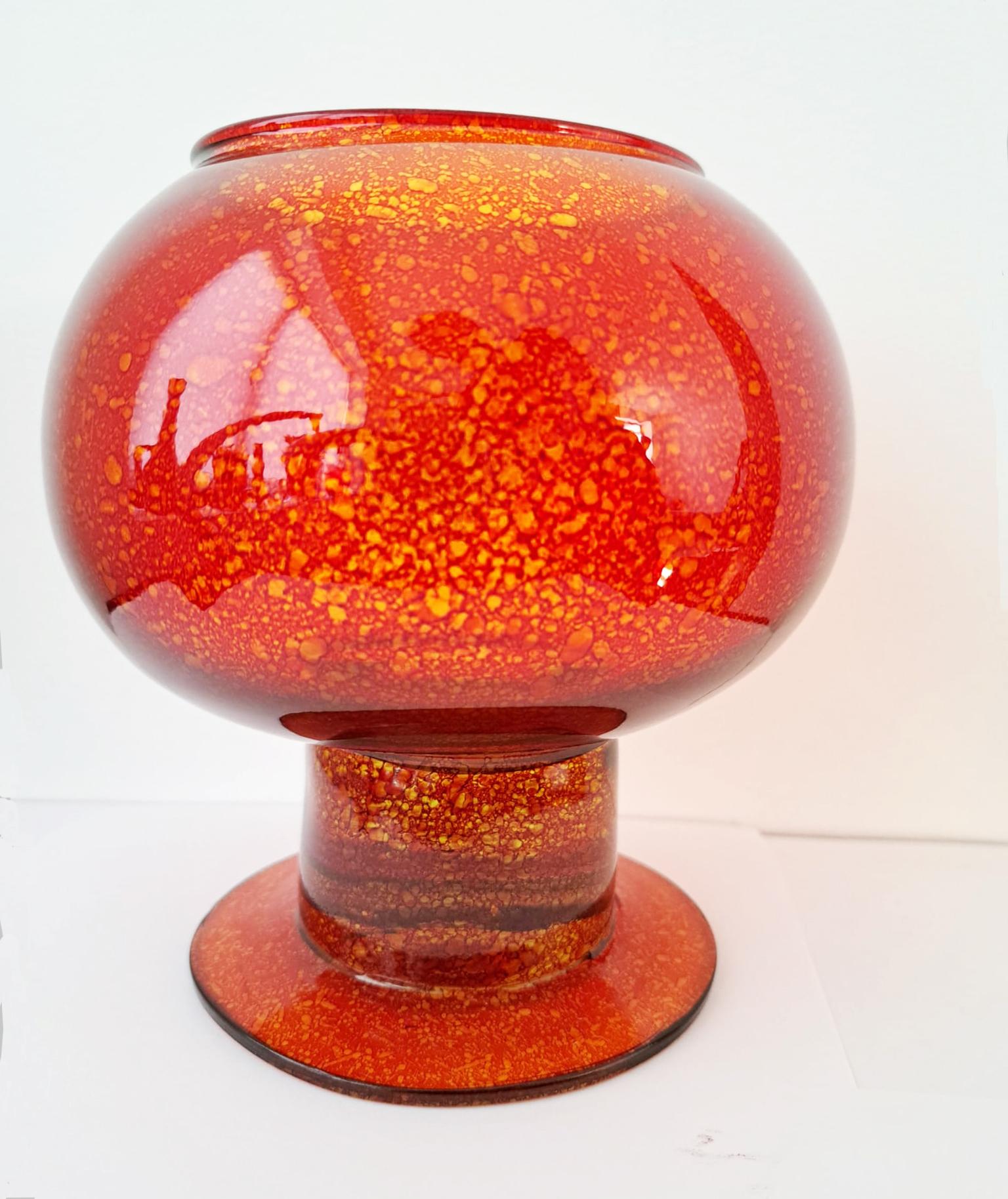Swedish candelabra holders, in a red blown glass, early 20th century  1