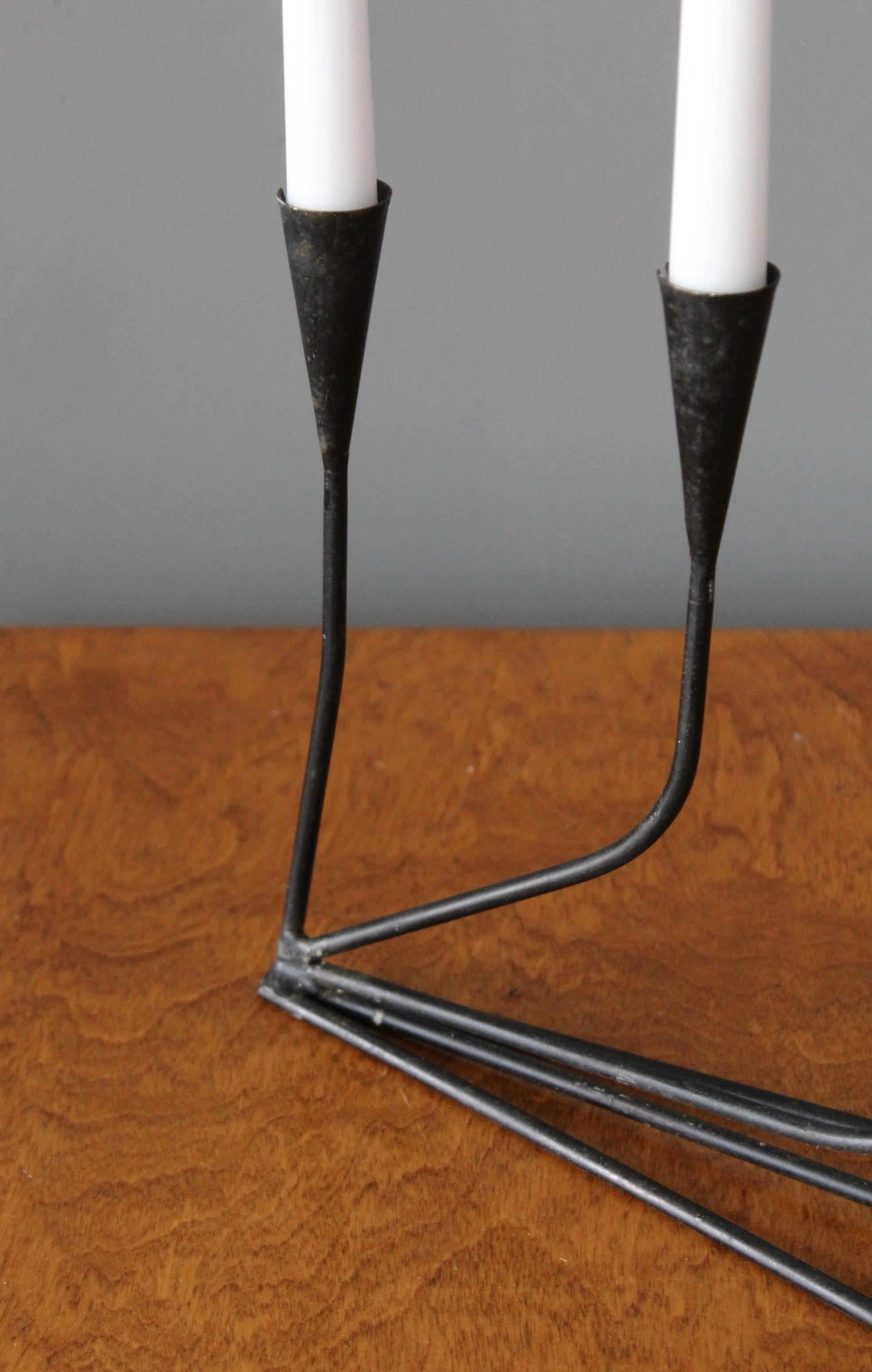 Swedish, Candelabra, Painted Wrought Iron, Sweden, 1940s In Good Condition In High Point, NC