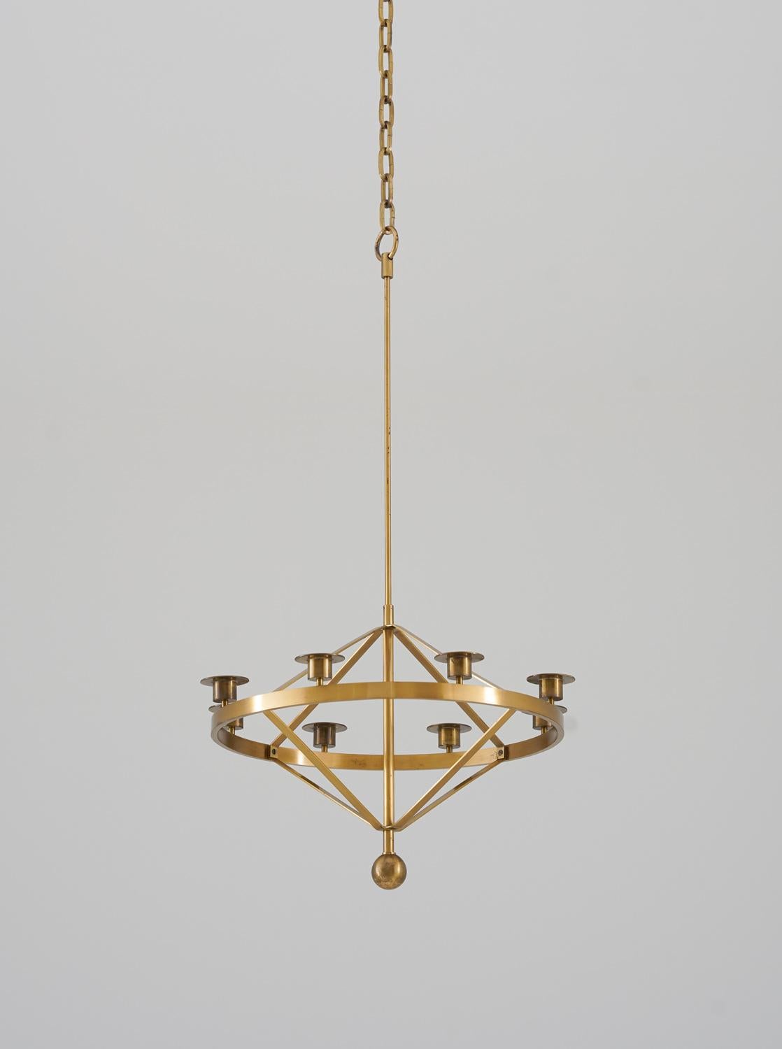 Mid-Century Modern Swedish Candle Chandelier by Sigurd Persson