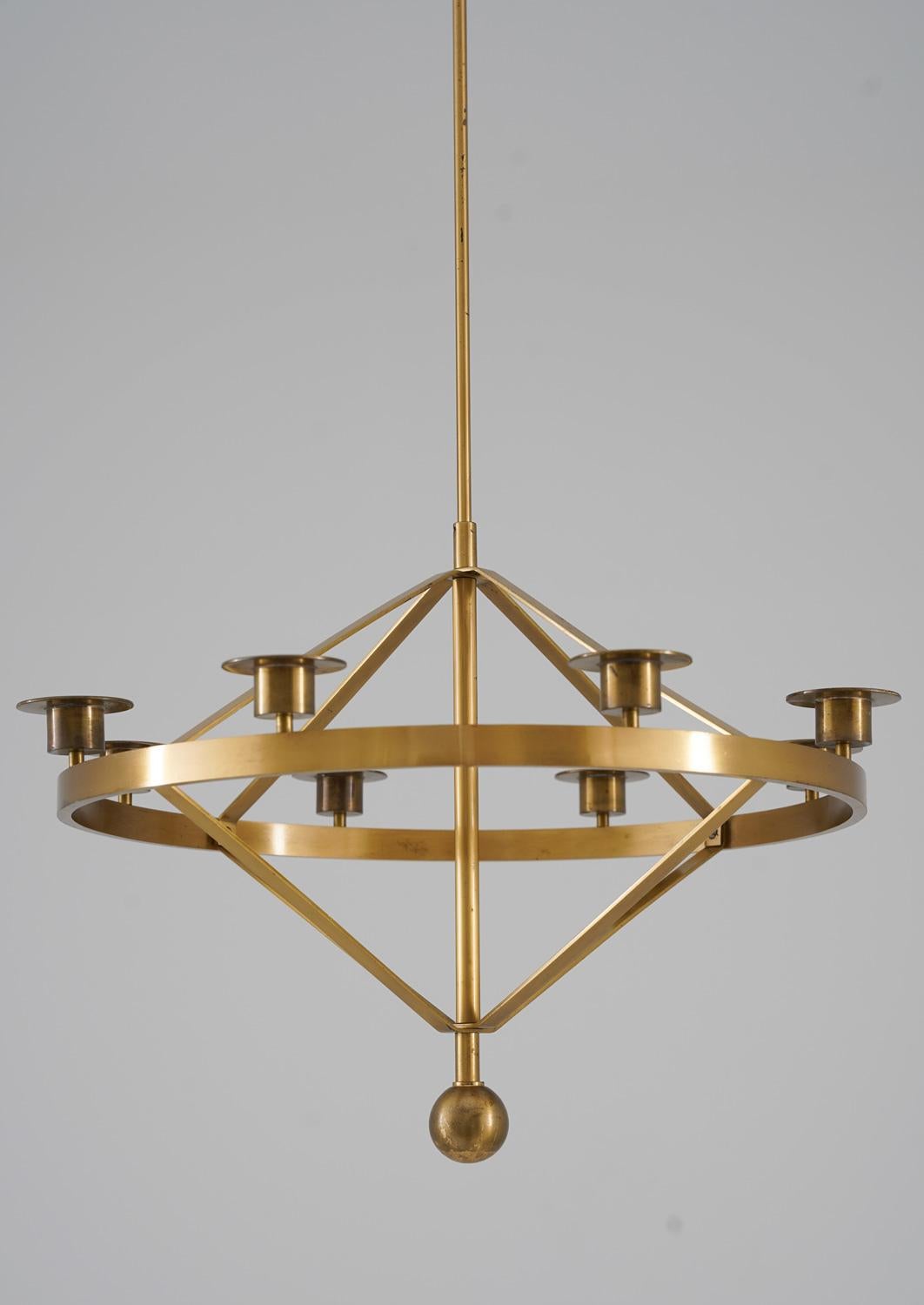 Swedish Candle Chandelier by Sigurd Persson In Good Condition In Karlstad, SE