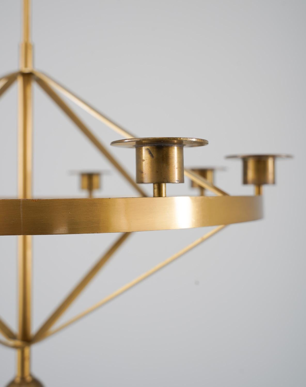 Brass Swedish Candle Chandelier by Sigurd Persson