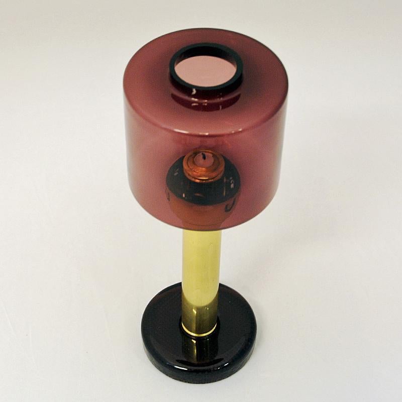 Swedish Candle Holder with Coloured Glassdome by Östlings, Gnosjö, 1960s In Good Condition In Stockholm, SE