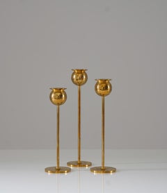 Swedish Candle Holders in Brass by Pierre Forsell for Skultuna