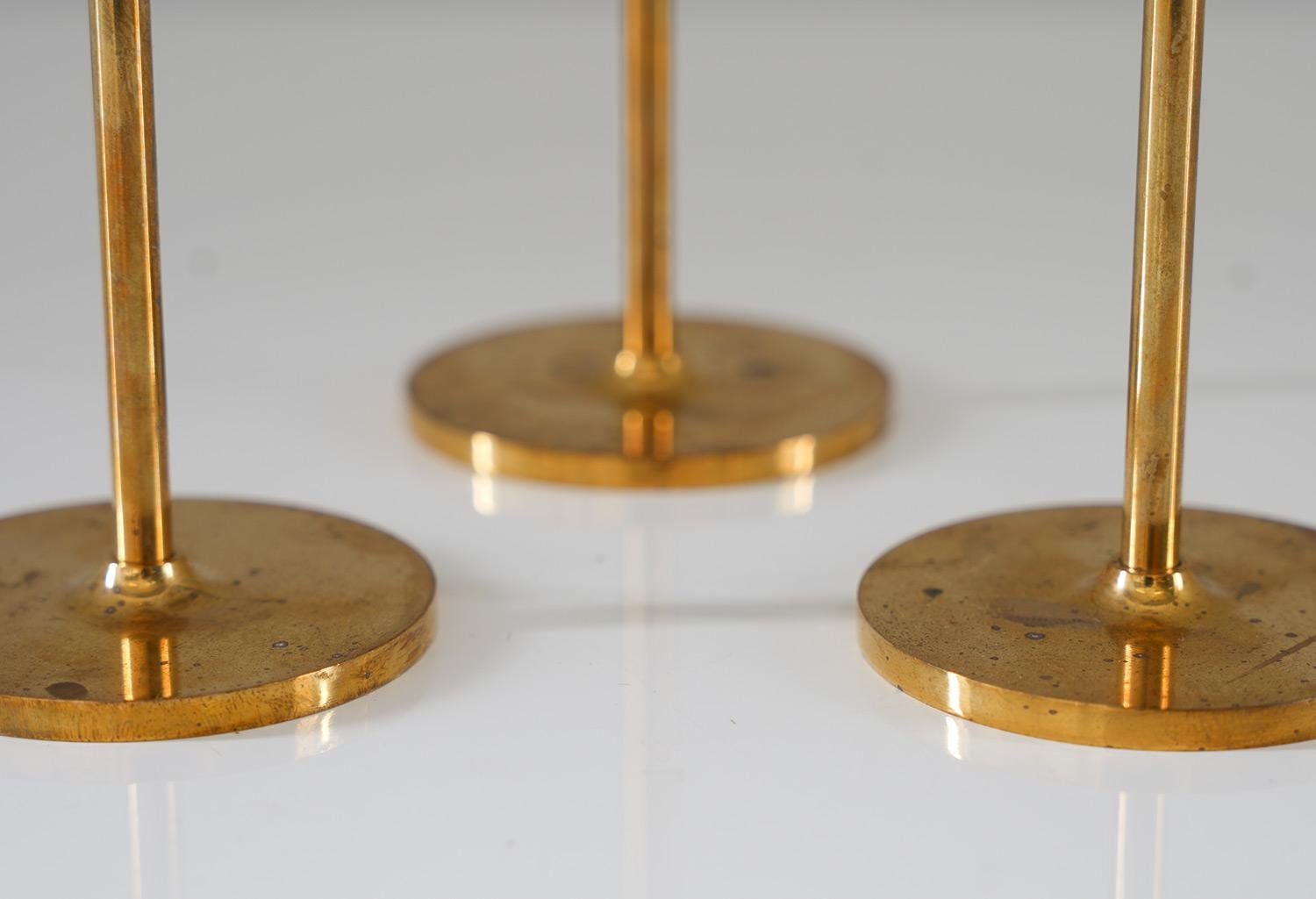 Mid-Century Modern Swedish Candle Holders in Brass by Pierre Forsell for Skultuna For Sale