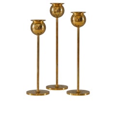 Swedish Candle Holders in Brass by Pierre Forsell for Skultuna