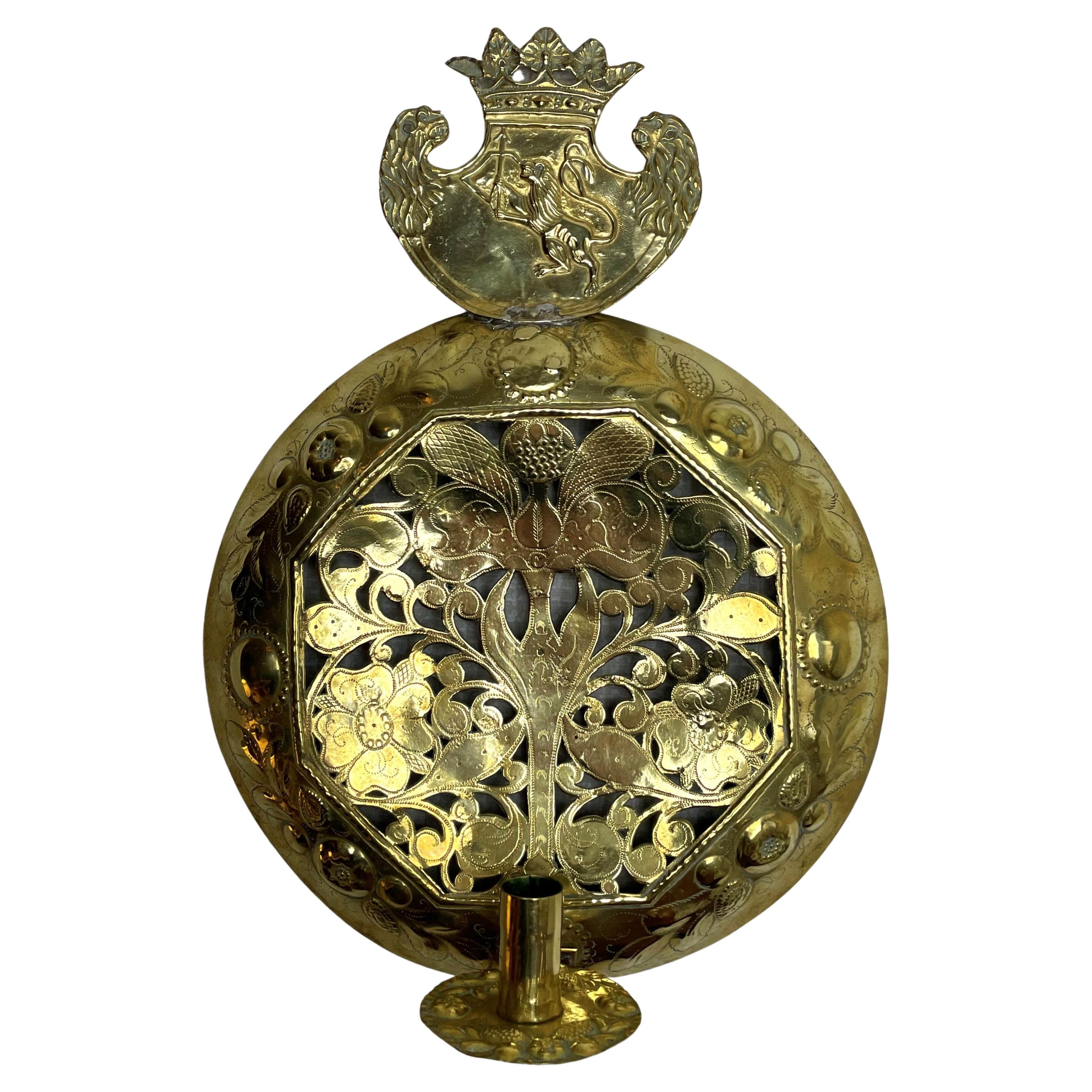 Swedish Candle Wall Sconce, Early 18th Century with Småland's Landscape Arms For Sale