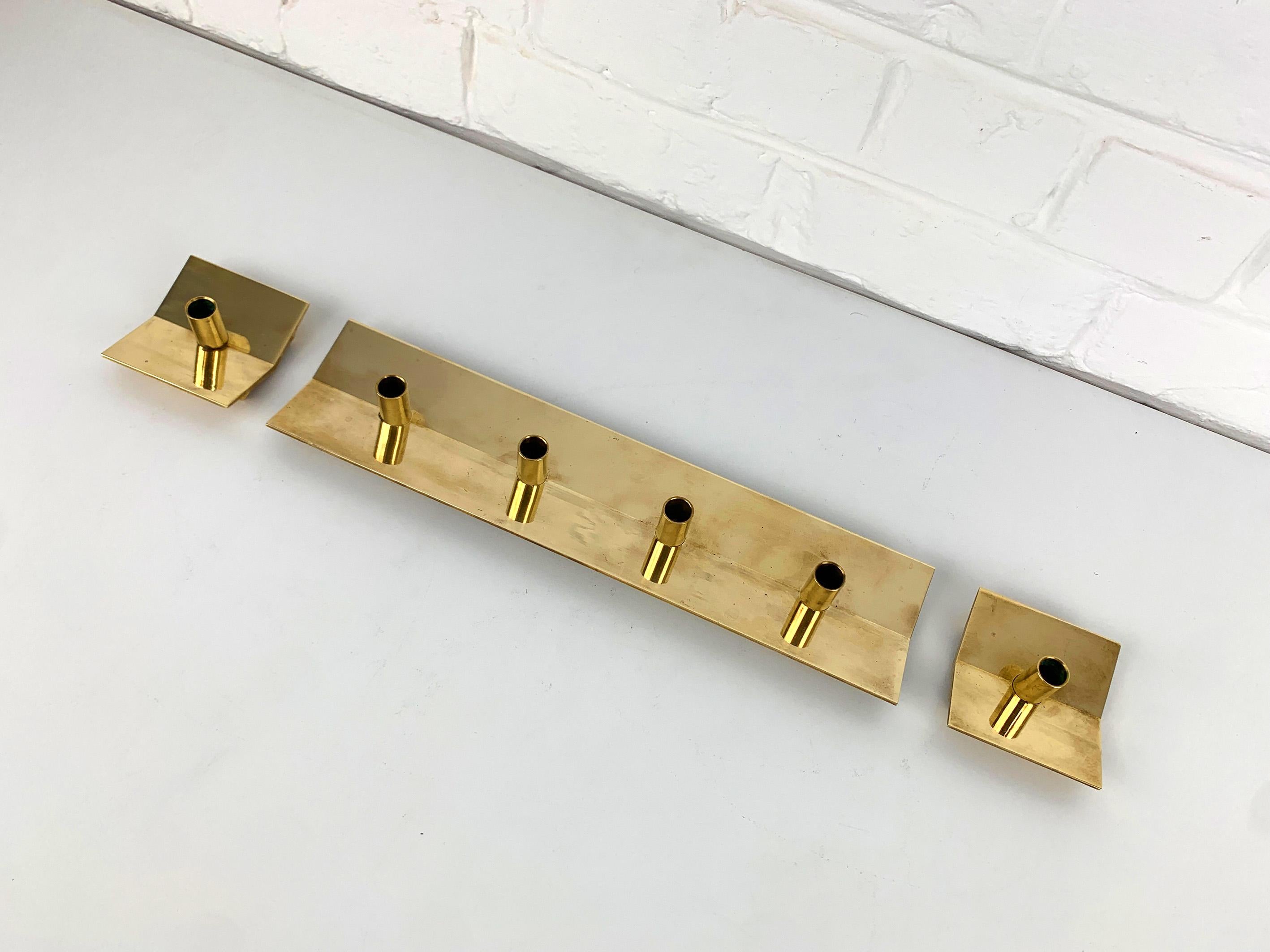 Swedish Candleholders in Brass by Pierre Forsell for Skultuna, 1960s, Set of 3 For Sale 1