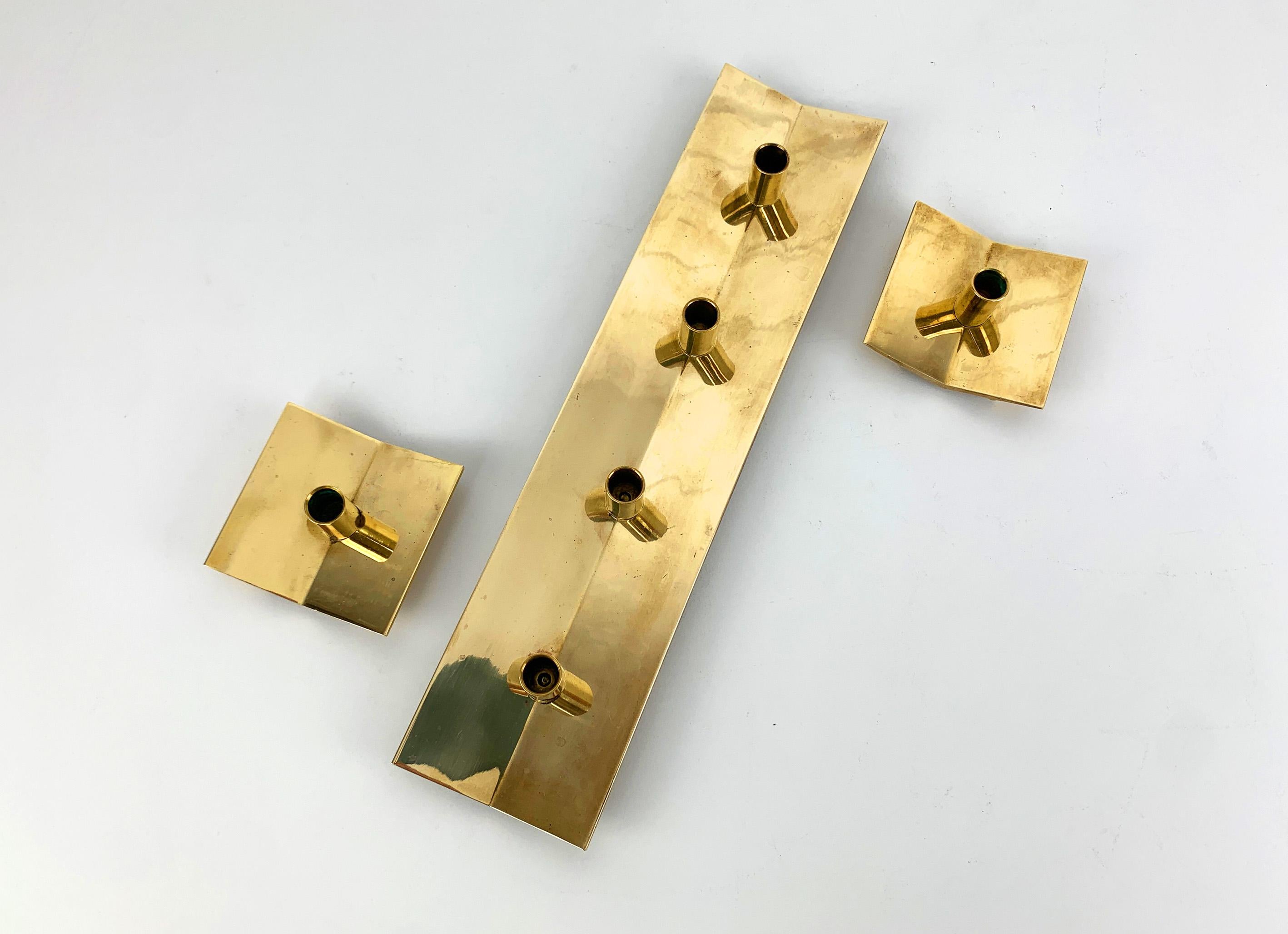 Swedish Candleholders in Brass by Pierre Forsell for Skultuna, 1960s, Set of 3 For Sale 2