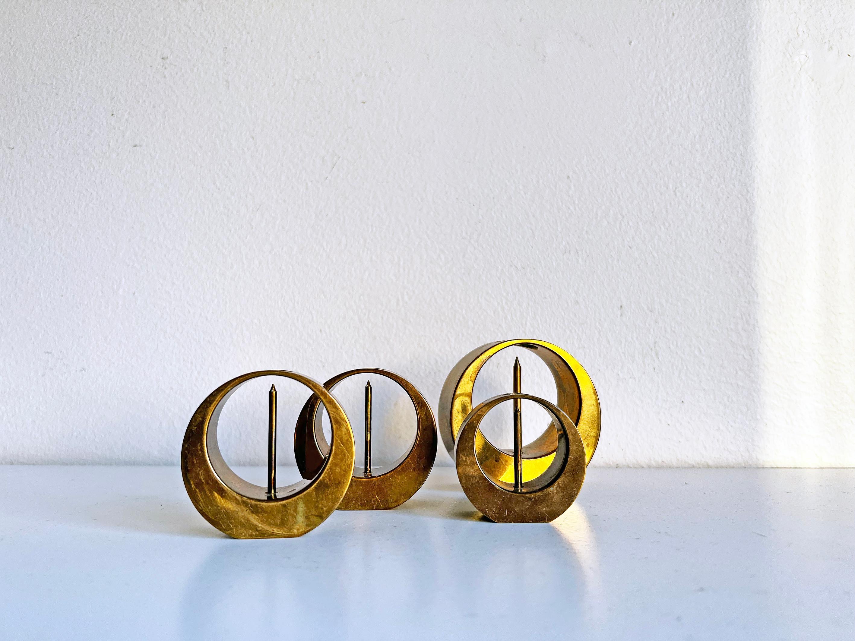 Swedish Candlesticks in Brass by Arthur Pe for Kolbäck, 1950s, Set of 4 In Good Condition In �Örebro, SE