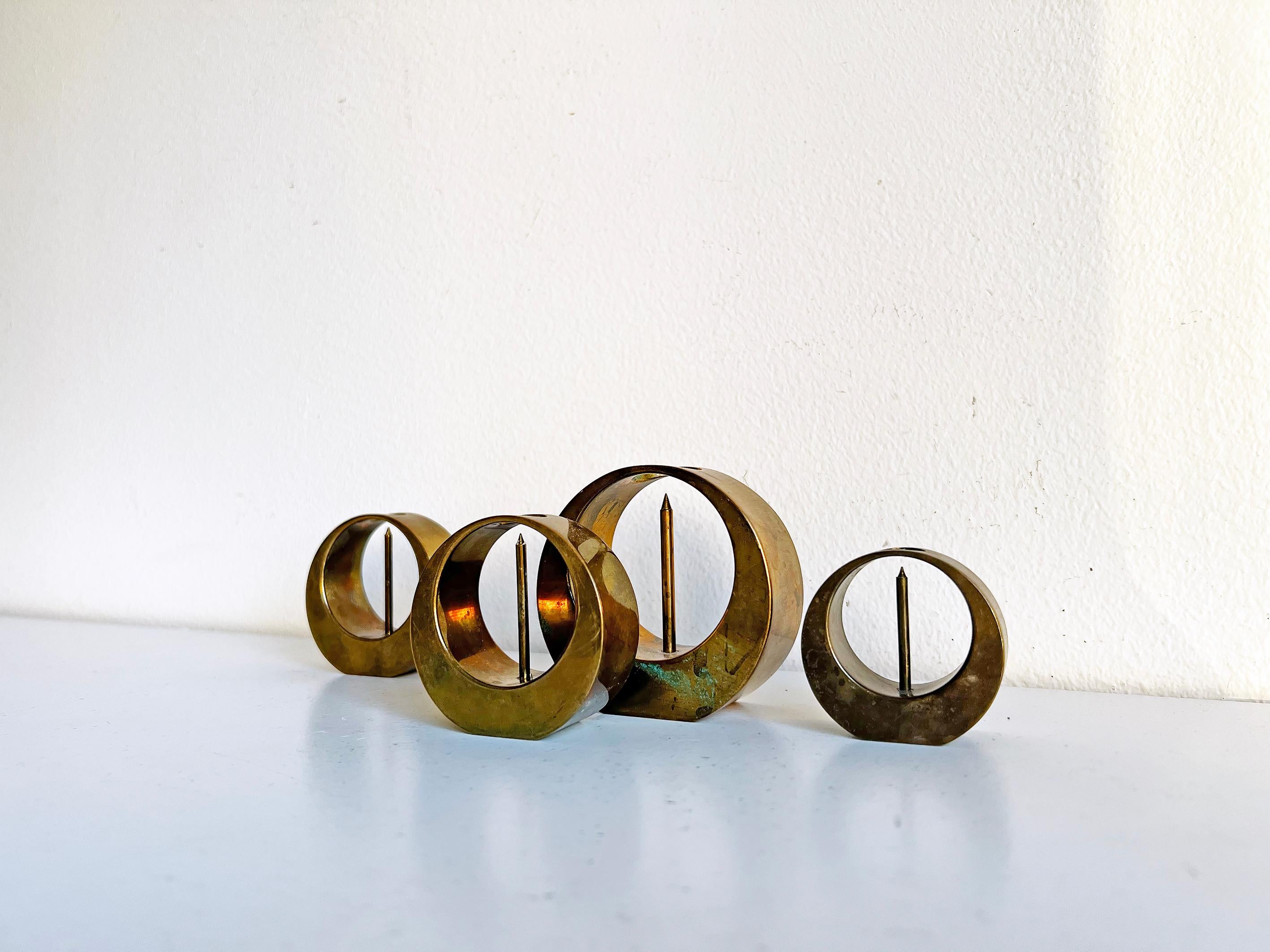 Mid-20th Century Swedish Candlesticks in Brass by Arthur Pe for Kolbäck, 1950s, Set of 4