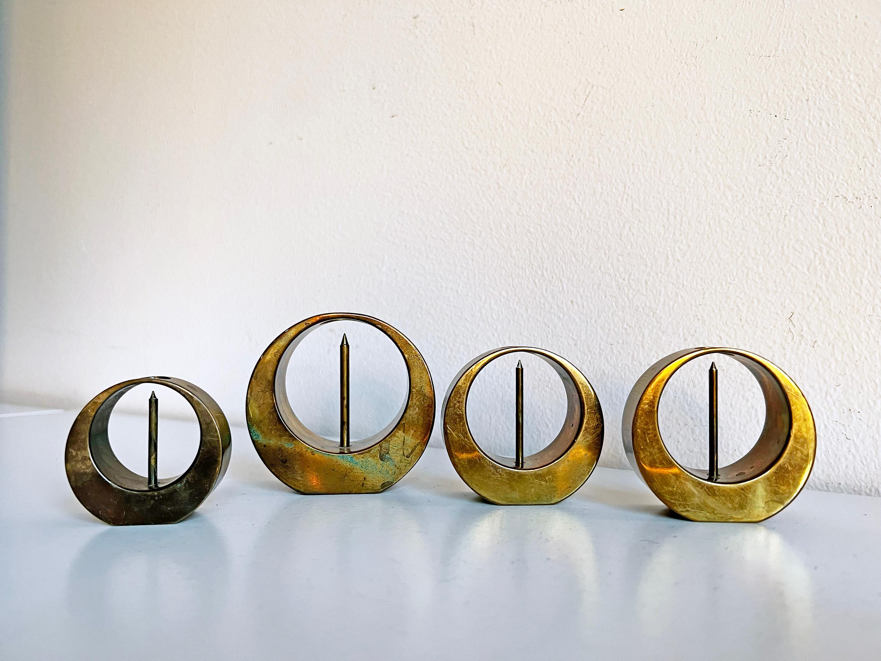 Swedish Candlesticks in Brass by Arthur Pe for Kolbäck, 1950s, Set of 4 2
