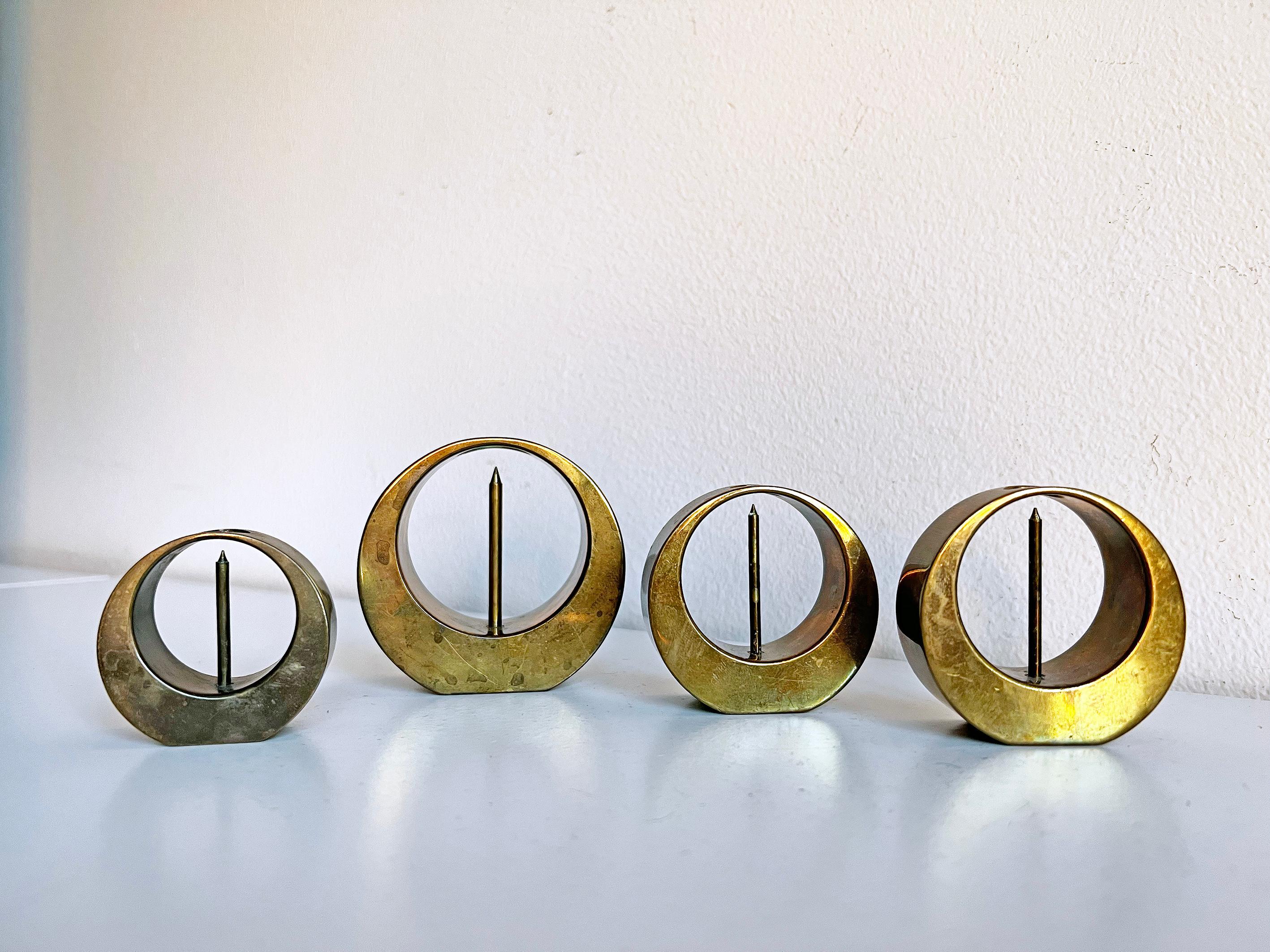 Swedish Candlesticks in Brass by Arthur Pe for Kolbäck, 1950s, Set of 4 3