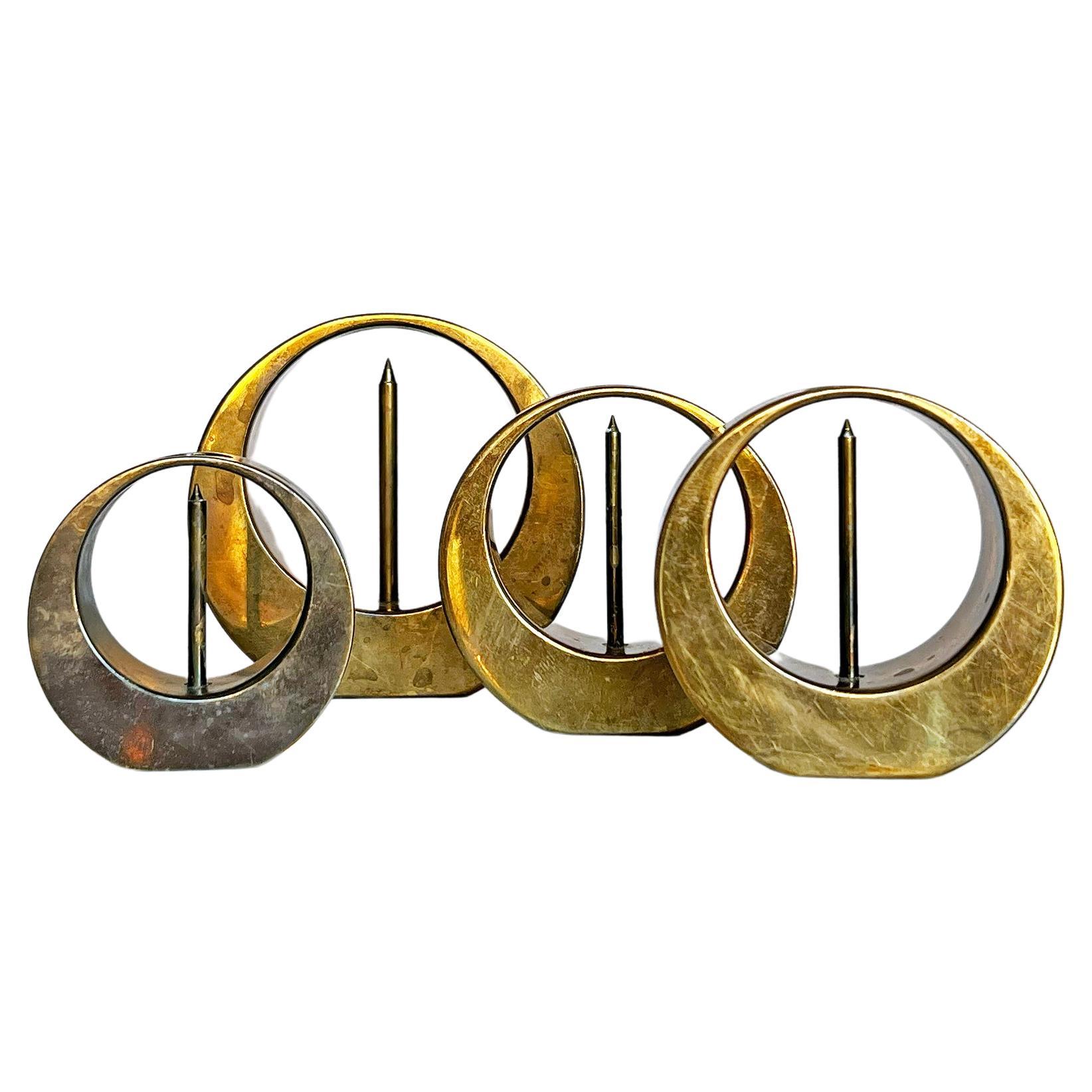 Swedish Candlesticks in Brass by Arthur Pe for Kolbäck, 1950s, Set of 4