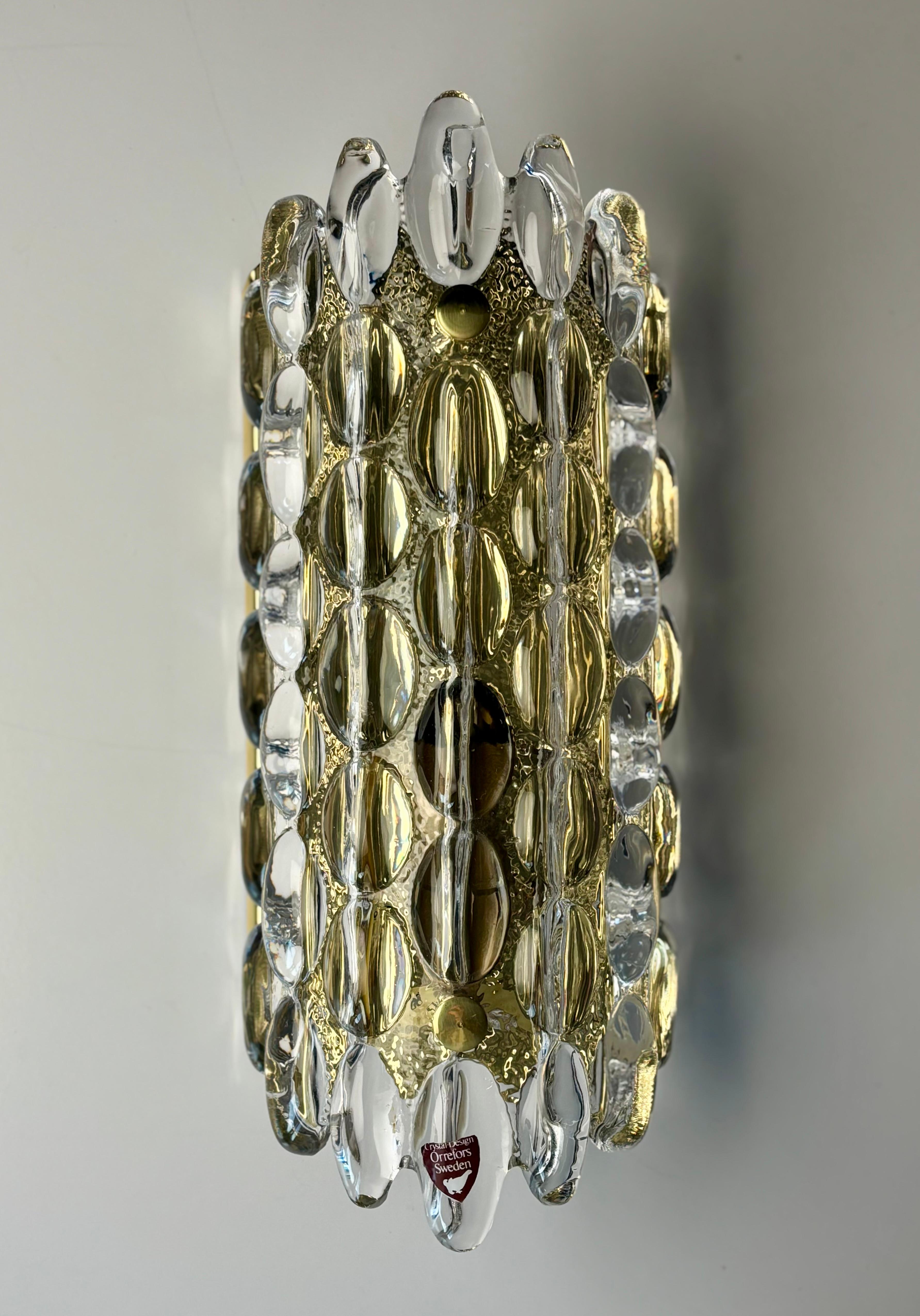 Mid-Century Modern Carl Fagerlund pour Orrefors, applique en cristal à bulles, années 1950 en vente