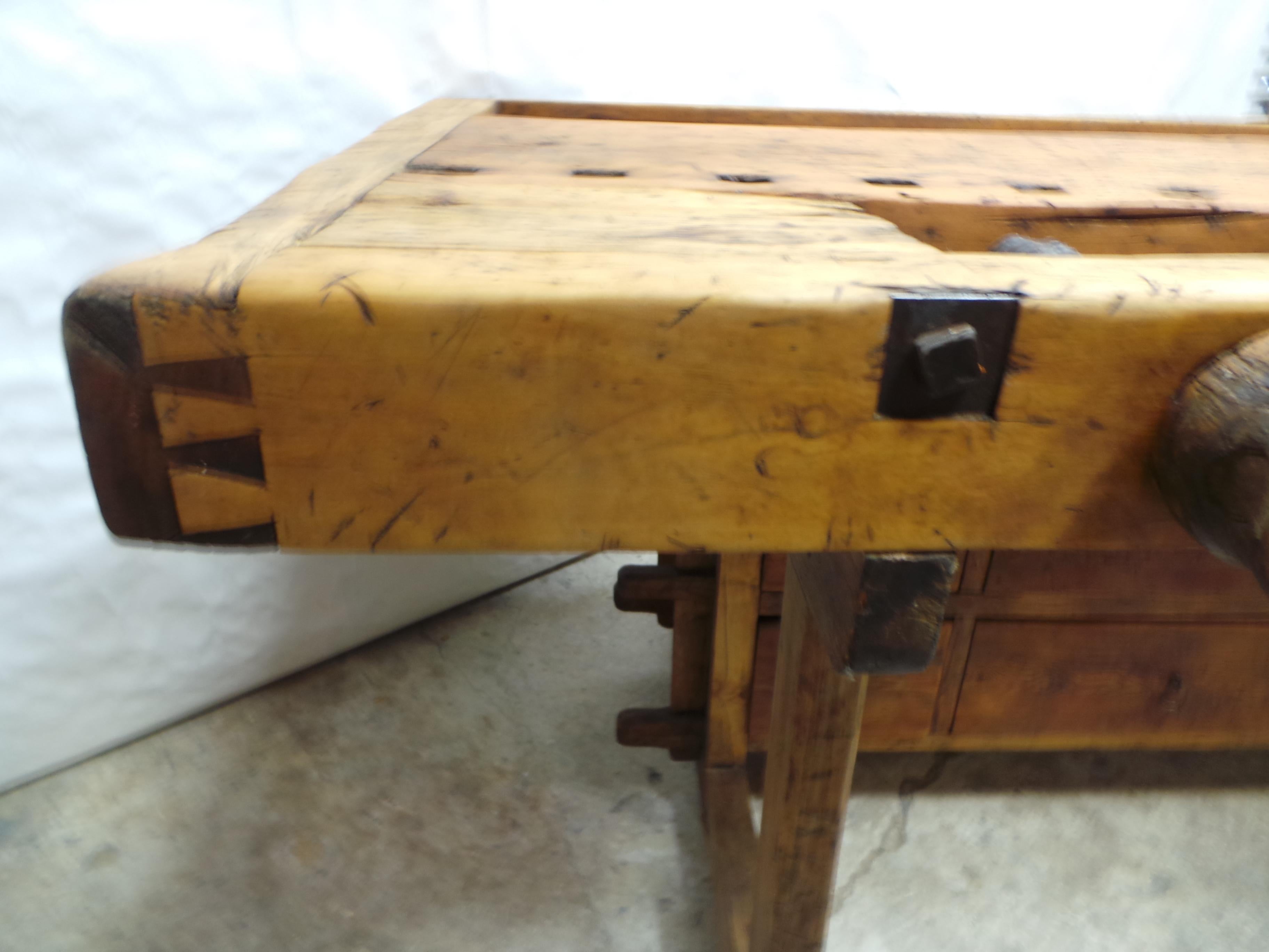 Swedish Carpenter Work Bench 6 Drawer For Sale 8