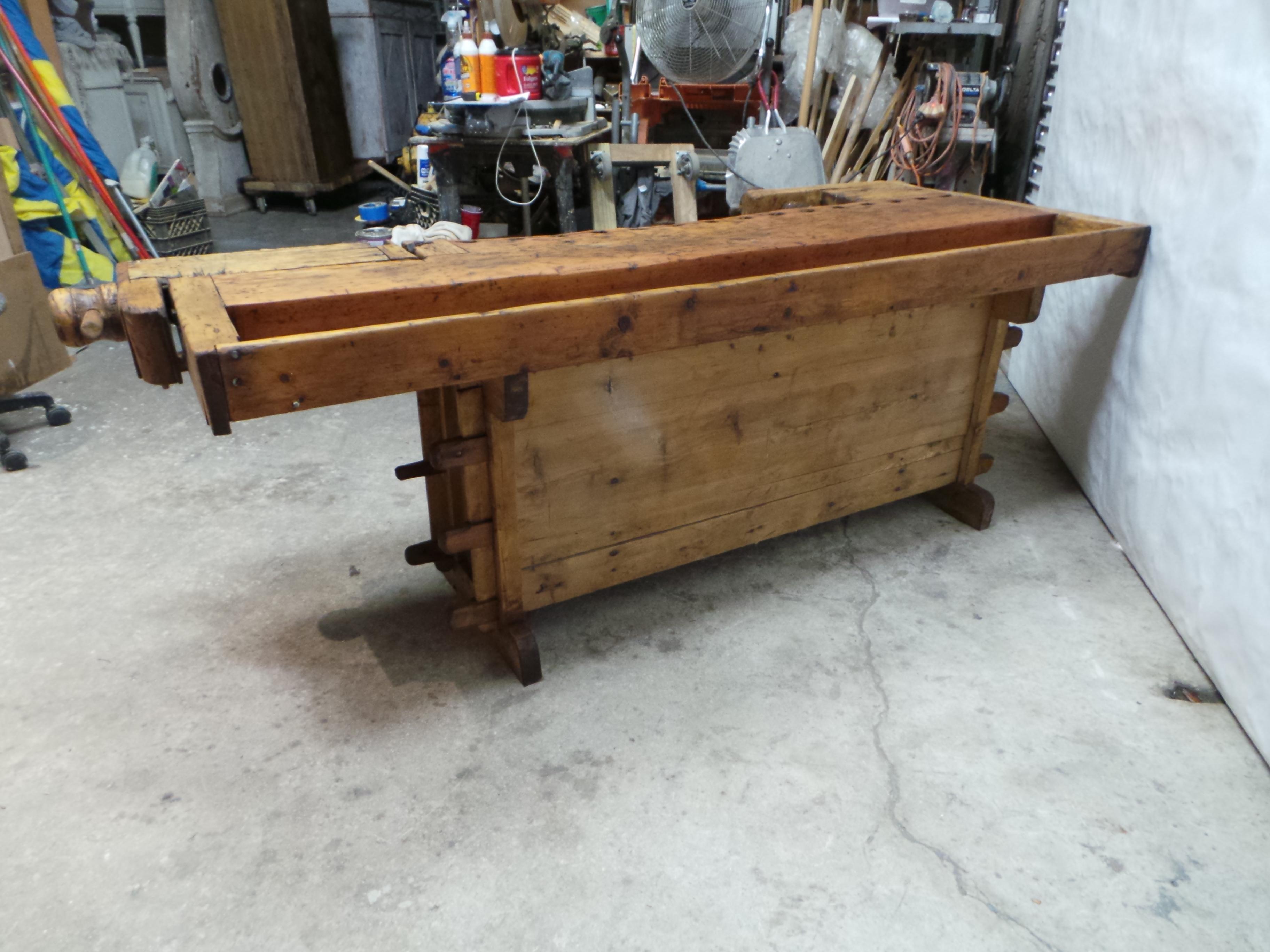 Swedish Carpenter Work Bench 6 Drawer For Sale 9