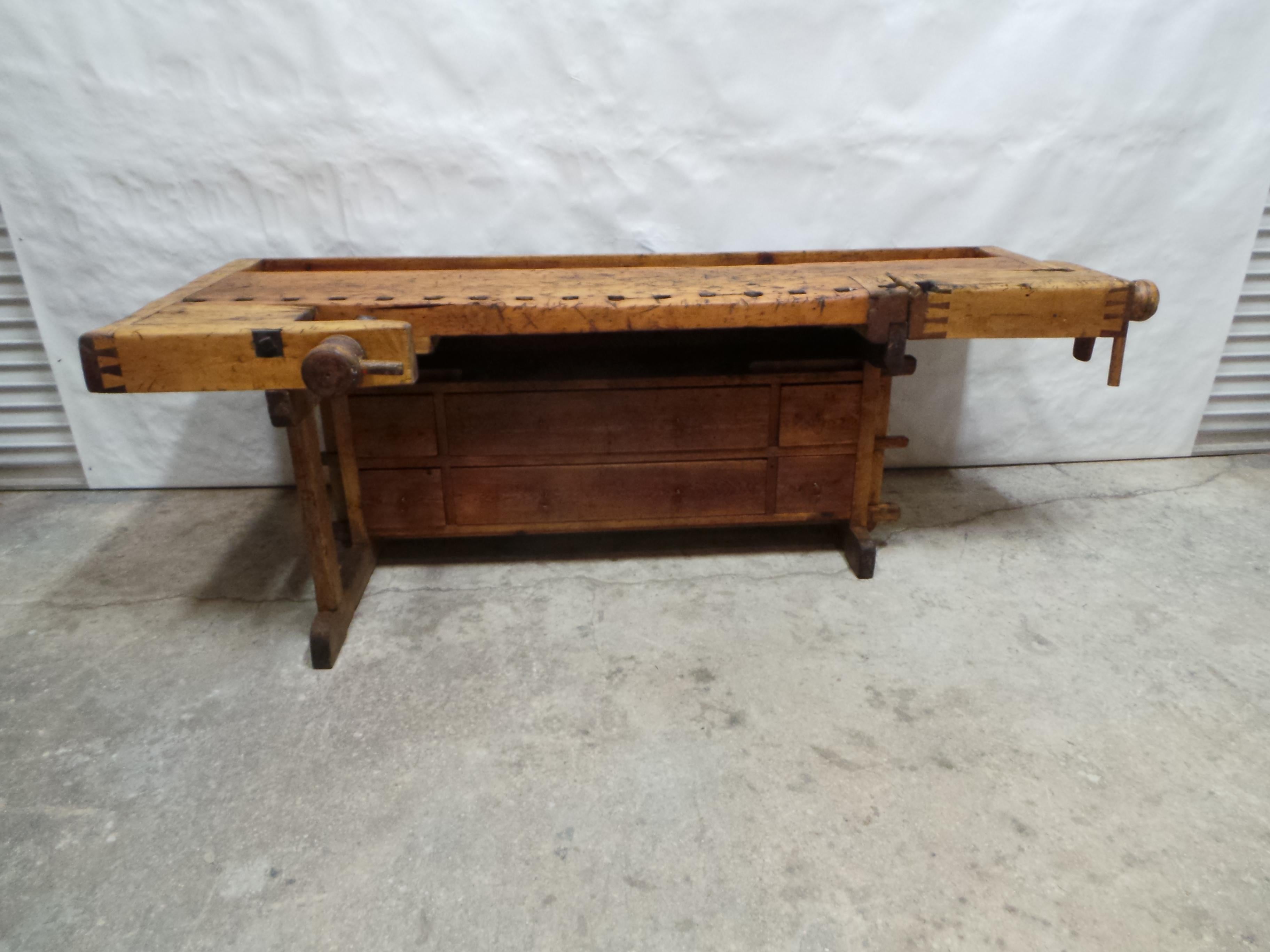 Swedish Carpenter Work Bench 6 Drawer In Good Condition For Sale In Hollywood, FL