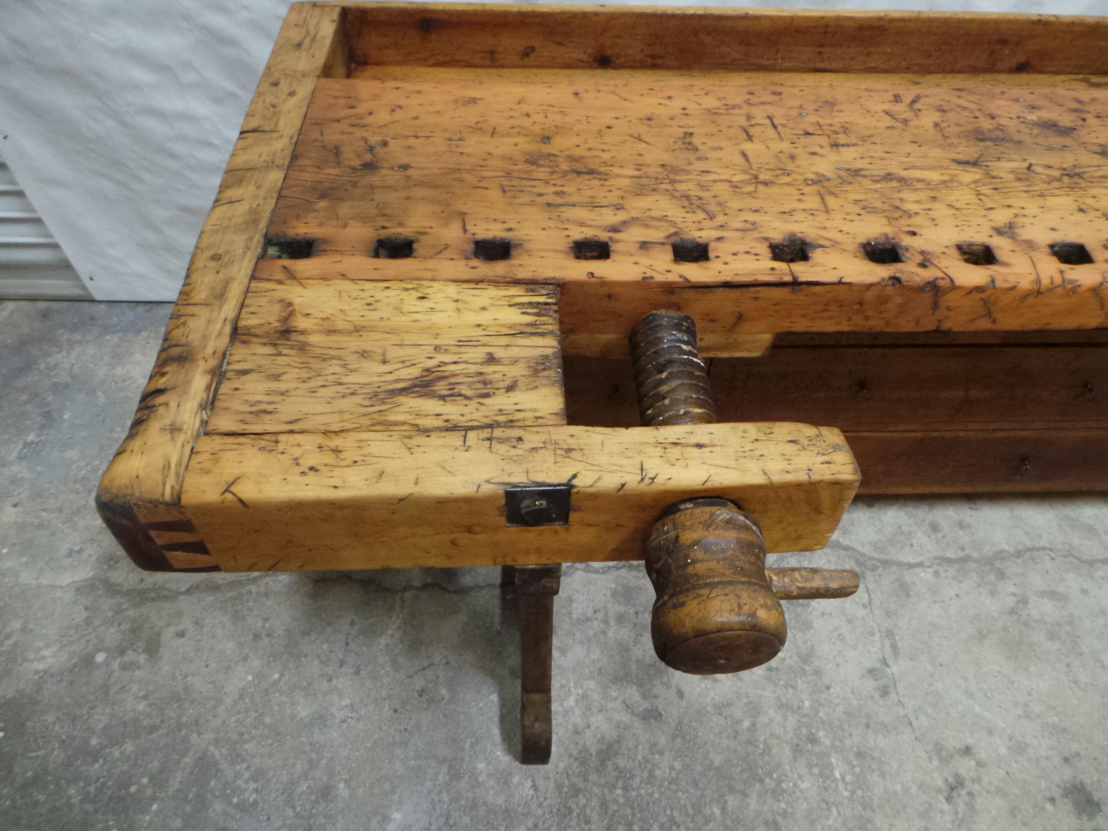 Swedish Carpenter Work Bench 6 Drawer For Sale 1