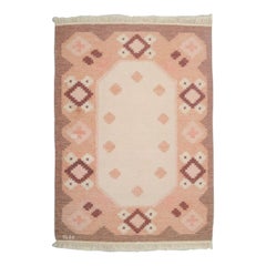 Swedish carpet in pure wool. Rölakan technique. Geometric pattern