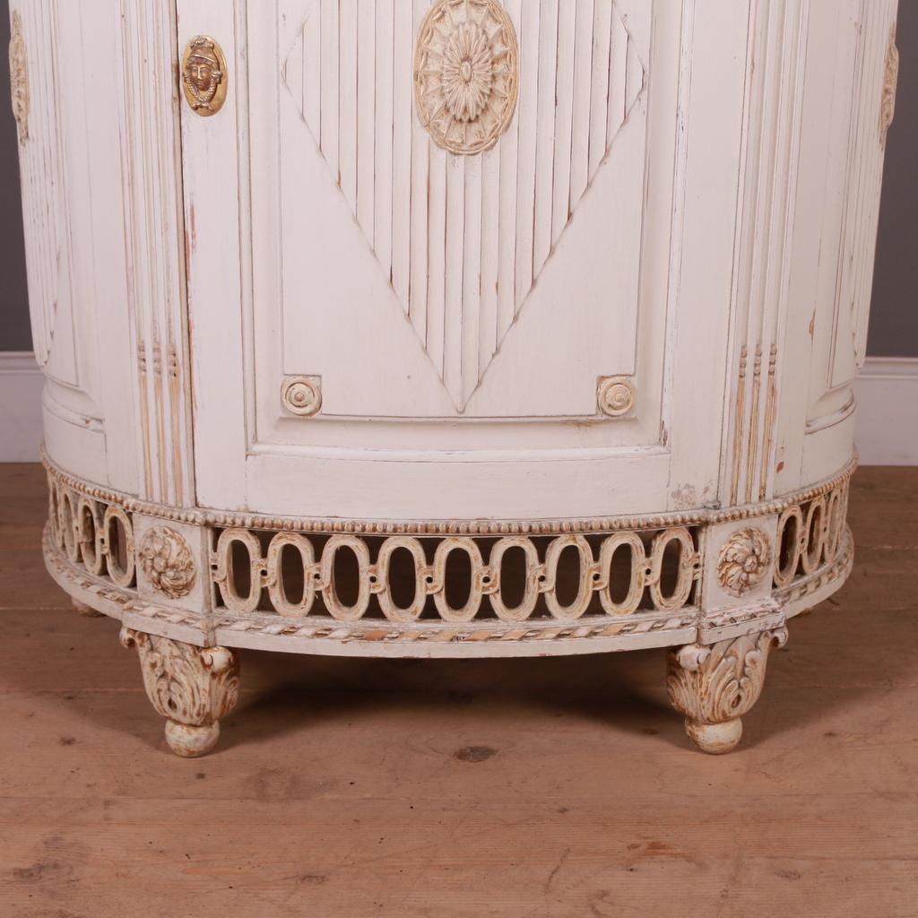 Swedish Carved Demi Lune Side Cabinet In Good Condition In Leamington Spa, Warwickshire