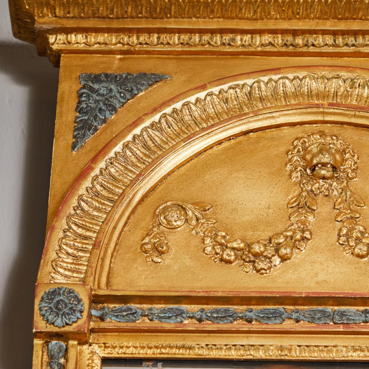 19th Century Swedish Carved Gilt Lion Mirror, circa 1800 For Sale