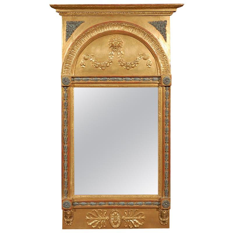 Swedish Carved Gilt Lion Mirror, circa 1800 For Sale