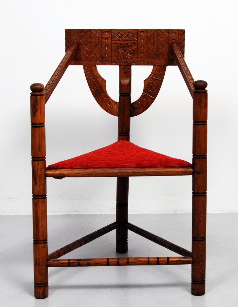 Swedish Carved Oak Monk Chair For Sale at 1stDibs