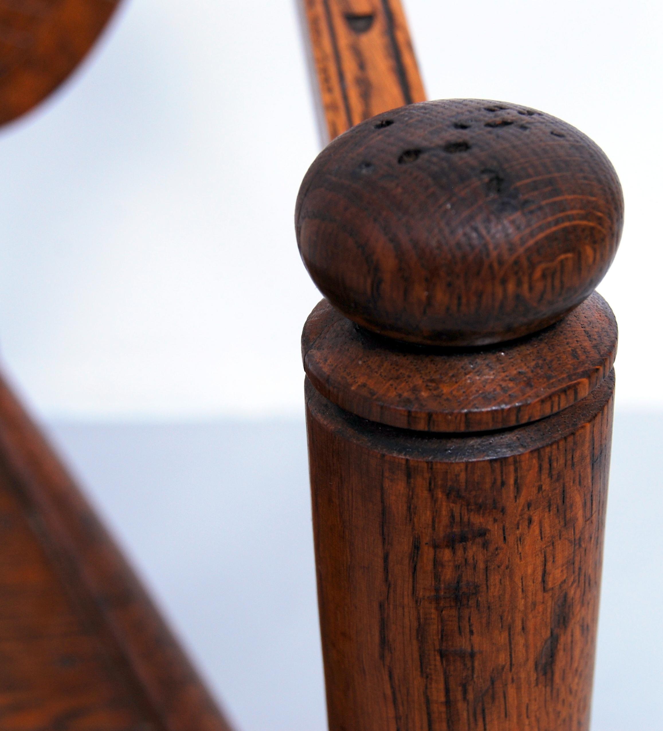 19th Century Swedish 19th-Century Carved Monk´s Corner Chair in Solid Oak, Wabi Sabi