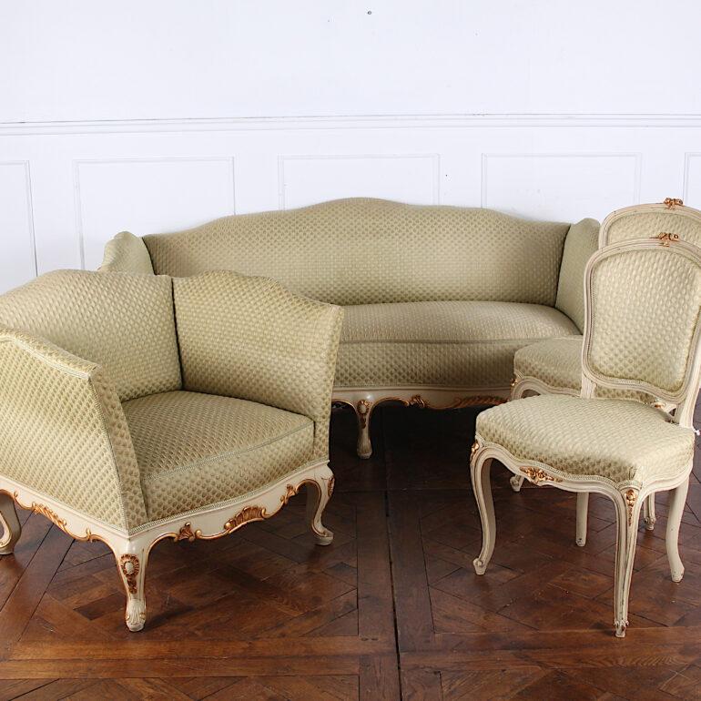 Swedish Carved Painted and Gilt Louis XV Style Sofa 2