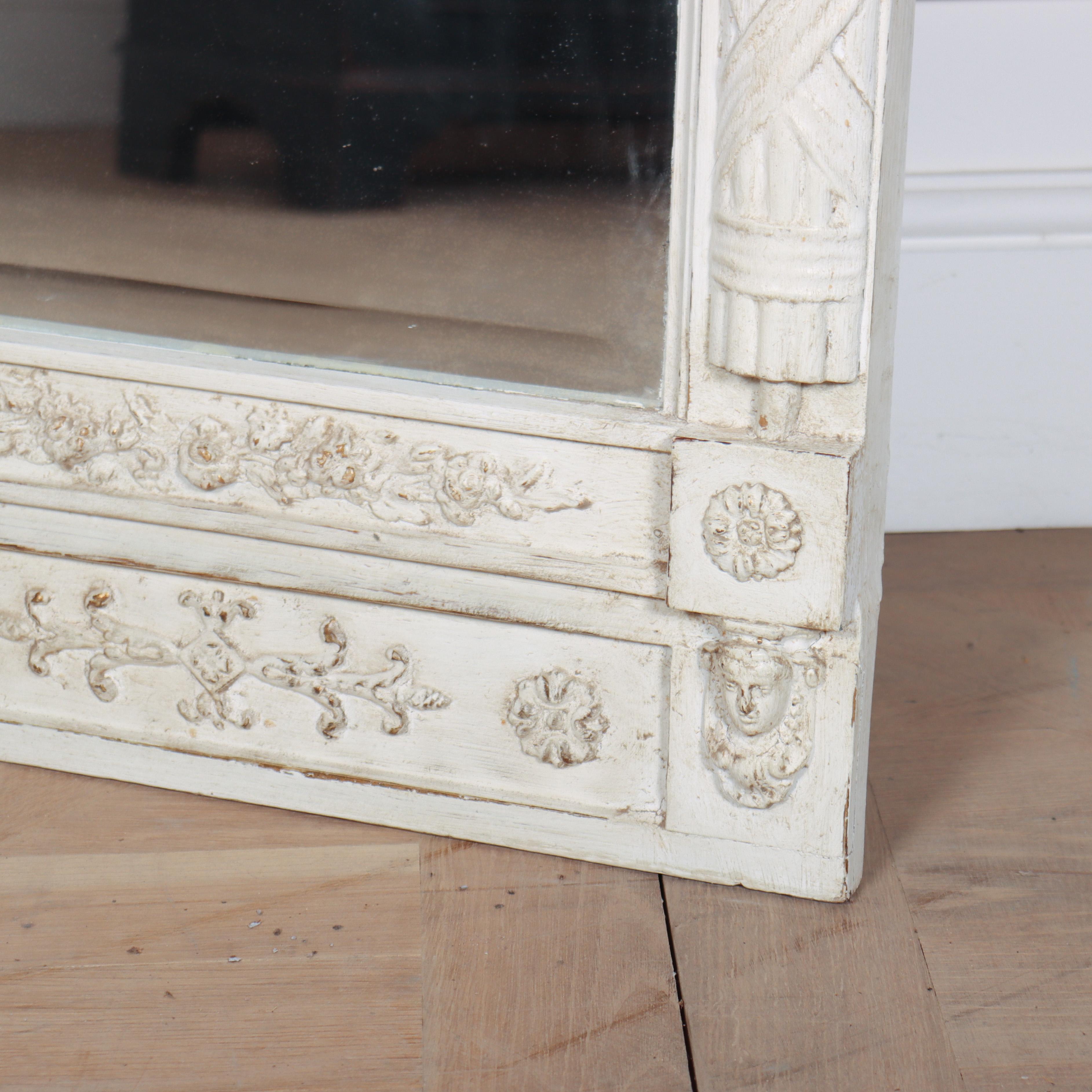 Painted Swedish Carved Pier Mirror For Sale