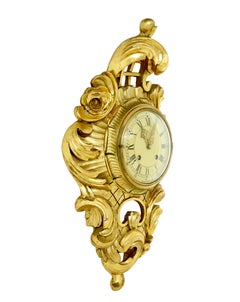 Swedish carved rococo revival gilt wall clock