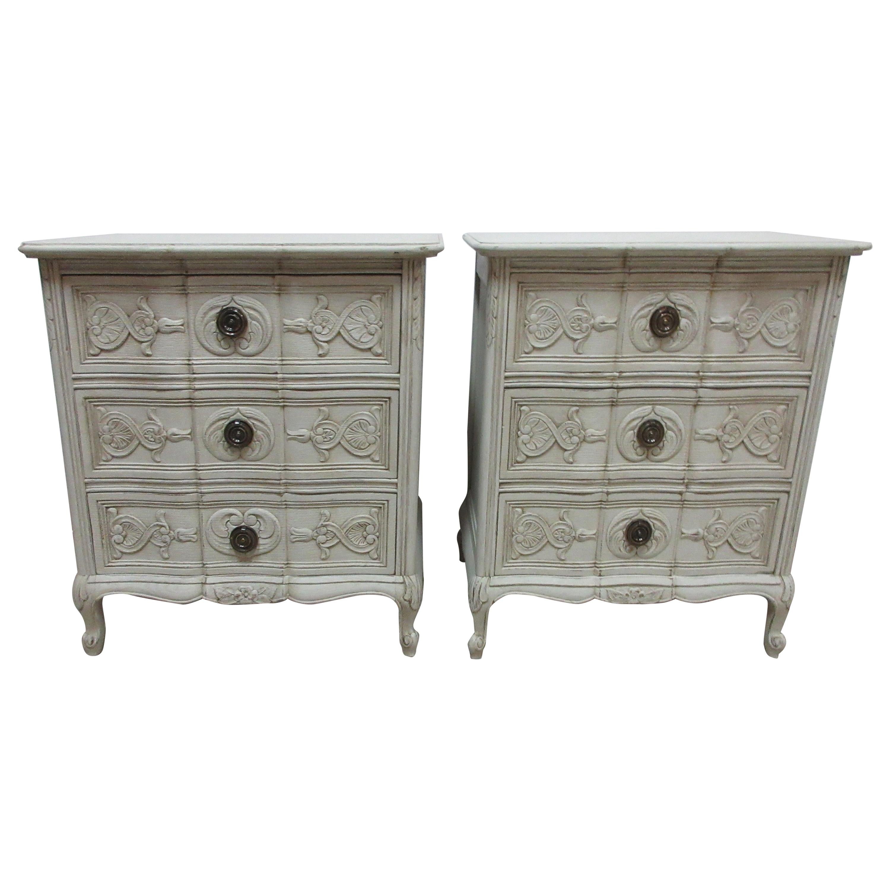 Swedish Carved Rococo Style Nightstands