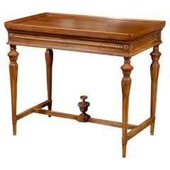 Swedish Carved Side Table with Stretcher and Tray Top, circa 1890