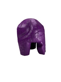 Schwedischer geschnitzter Holzhocker „Purple Raw Cut“ von ELAKFORM