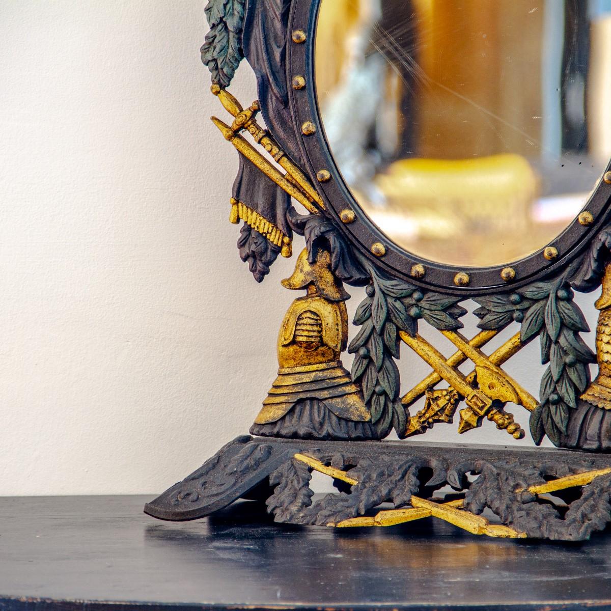 Swedish Cast Iron Table Mirror in the Neoclassical Manner In Good Condition In Donhead St Mary, Wiltshire