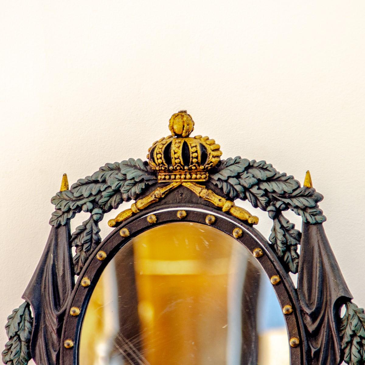 19th Century Swedish Cast Iron Table Mirror in the Neoclassical Manner